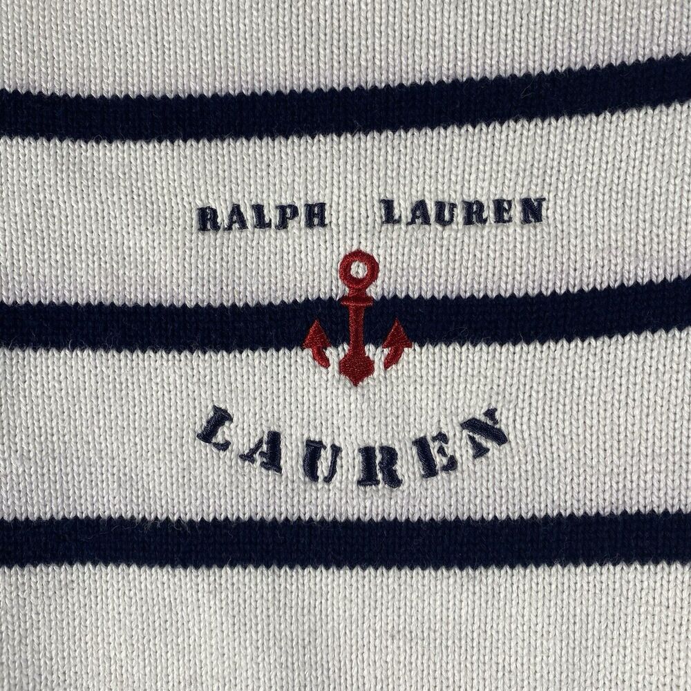 Lauren Ralph Lauren LRL Sweater White Stripe Cotton Knit Japan Women’s XL - Picture 3 of 13